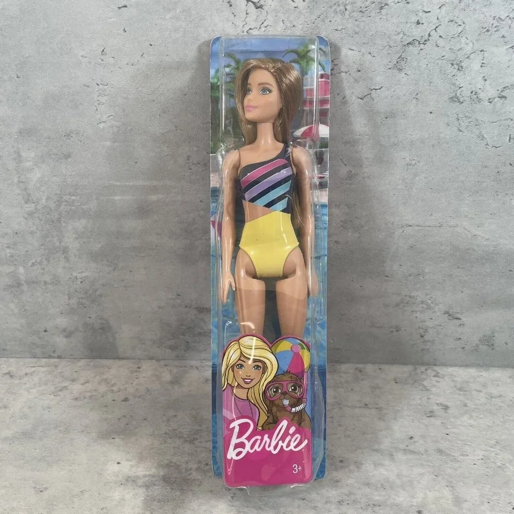 NEW Barbie Water Play Fun Doll Pink Beach Pool Striped‎ Swim Suit 2019 NIB